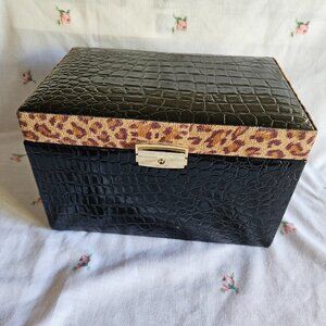 Large Black And Leopard Jewelry Box